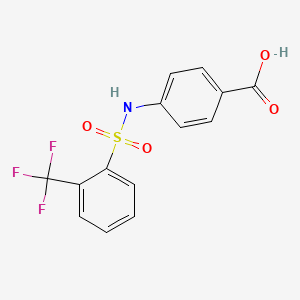 molecular formula C14H10F3NO4S B2819286 4-[[2-(trifluoromethyl)phenyl]sulfonylamino]benzoic Acid CAS No. 612042-38-3