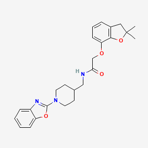 molecular formula C25H29N3O4 B2819300 N-((1-(benzo[d]oxazol-2-yl)piperidin-4-yl)methyl)-2-((2,2-dimethyl-2,3-dihydrobenzofuran-7-yl)oxy)acetamide CAS No. 2034589-54-1