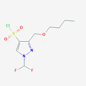 molecular formula C9H13ClF2N2O3S B2819310 3-(butoxymethyl)-1-(difluoromethyl)-1H-pyrazole-4-sulfonyl chloride CAS No. 1856039-64-9