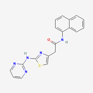 molecular formula C19H15N5OS B2819361 N-(naphthalen-1-yl)-2-{2-[(pyrimidin-2-yl)amino]-1,3-thiazol-4-yl}acetamide CAS No. 1323669-21-1