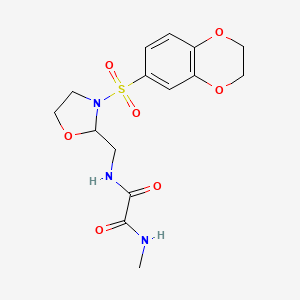 molecular formula C15H19N3O7S B2819373 N'-{[3-(2,3-dihydro-1,4-benzodioxine-6-sulfonyl)-1,3-oxazolidin-2-yl]methyl}-N-methylethanediamide CAS No. 868982-56-3