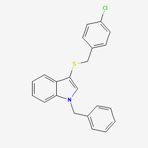 molecular formula C22H18ClNS B2819431 1-benzyl-3-{[(4-chlorophenyl)methyl]sulfanyl}-1H-indole CAS No. 681273-98-3
