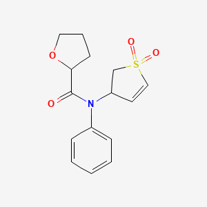 molecular formula C15H17NO4S B2819456 N-(1,1-dioxido-2,3-dihydrothiophen-3-yl)-N-phenyltetrahydrofuran-2-carboxamide CAS No. 863021-08-3