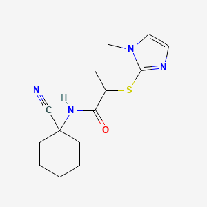 molecular formula C14H20N4OS B2819513 N-(1-Cyanocyclohexyl)-2-((1-methyl-1H-imidazol-2-yl)thio)propanamide CAS No. 876866-86-3