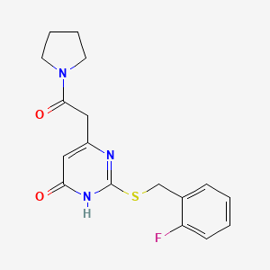 2-((2-fluorobenzyl)thio)-6-(2-oxo-2-(pyrrolidin-1-yl)ethyl)pyrimidin-4(3H)-one