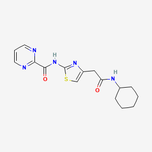 molecular formula C16H19N5O2S B2819550 N-(4-(2-(cyclohexylamino)-2-oxoethyl)thiazol-2-yl)pyrimidine-2-carboxamide CAS No. 1286711-30-5