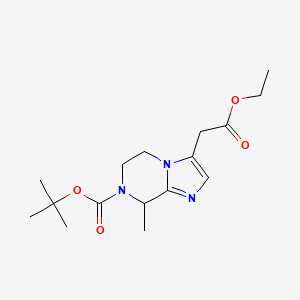 molecular formula C16H25N3O4 B2819563 tert-butyl 3-(2-ethoxy-2-oxoethyl)-8-methyl-5,6-dihydroimidazo[1,2-a]pyrazine-7(8H)-carboxylate CAS No. 2177266-51-0