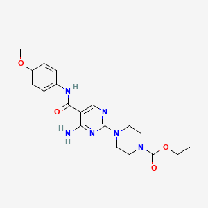 molecular formula C19H24N6O4 B2819578 Ethyl 4-{4-amino-5-[(4-methoxyphenyl)carbamoyl]pyrimidin-2-yl}piperazine-1-carboxylate CAS No. 1251684-77-1