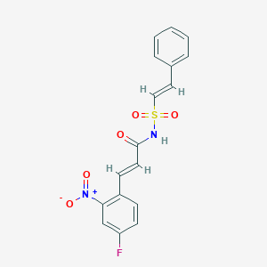 molecular formula C17H13FN2O5S B2819586 (E)-3-(4-Fluoro-2-nitrophenyl)-N-[(E)-2-phenylethenyl]sulfonylprop-2-enamide CAS No. 1627373-94-7