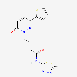 molecular formula C15H15N5O2S2 B2819589 N-(5-methyl-1,3,4-thiadiazol-2-yl)-4-(6-oxo-3-(thiophen-2-yl)pyridazin-1(6H)-yl)butanamide CAS No. 1226442-58-5