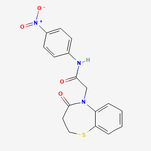 molecular formula C17H15N3O4S B2819594 N-(4-nitrophenyl)-2-(4-oxo-2,3,4,5-tetrahydro-1,5-benzothiazepin-5-yl)acetamide CAS No. 863004-00-6
