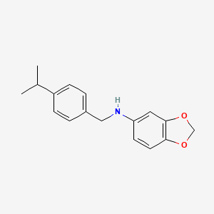 molecular formula C17H19NO2 B2819619 Benzo[3,4-D]1,3-dioxolen-5-YL((4-(isopropyl)phenyl)methyl)amine CAS No. 940363-73-5