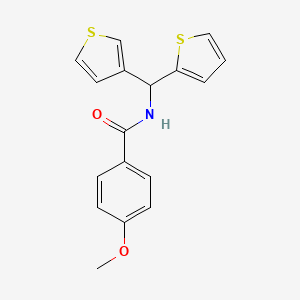 4-methoxy-N-(thiophen-2-yl(thiophen-3-yl)methyl)benzamide