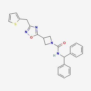 molecular formula C24H22N4O2S B2819631 N-benzhydryl-3-(3-(thiophen-2-ylmethyl)-1,2,4-oxadiazol-5-yl)azetidine-1-carboxamide CAS No. 1351612-35-5