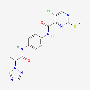 5-chloro-2-(methylsulfanyl)-N-{4-[2-(1H-1,2,4-triazol-1-yl)propanamido]phenyl}pyrimidine-4-carboxamide