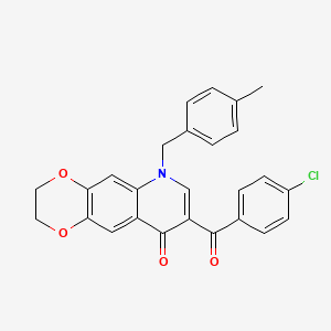 molecular formula C26H20ClNO4 B2819656 8-(4-chlorobenzoyl)-6-[(4-methylphenyl)methyl]-2H,3H,6H,9H-[1,4]dioxino[2,3-g]quinolin-9-one CAS No. 866727-27-7