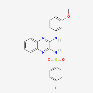 4-fluoro-N-[3-(3-methoxyanilino)quinoxalin-2-yl]benzenesulfonamide