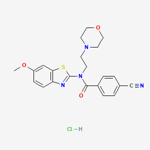 molecular formula C22H23ClN4O3S B2819694 4-cyano-N-(6-methoxybenzo[d]thiazol-2-yl)-N-(2-morpholinoethyl)benzamide hydrochloride CAS No. 1216951-70-0