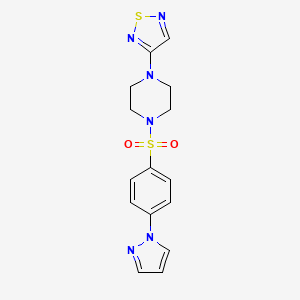 molecular formula C15H16N6O2S2 B2819695 1-[4-(1H-pyrazol-1-yl)benzenesulfonyl]-4-(1,2,5-thiadiazol-3-yl)piperazine CAS No. 2097901-82-9