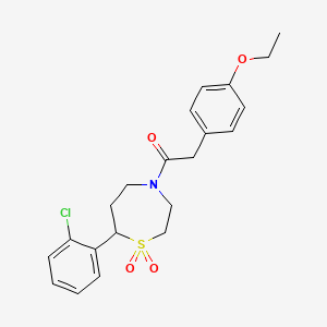molecular formula C21H24ClNO4S B2819715 1-(7-(2-Chlorophenyl)-1,1-dioxido-1,4-thiazepan-4-yl)-2-(4-ethoxyphenyl)ethanone CAS No. 2034608-73-4