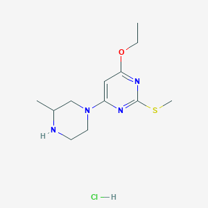 molecular formula C12H21ClN4OS B2819721 4-Ethoxy-6-(3-methylpiperazin-1-yl)-2-(methylthio)pyrimidine hydrochloride CAS No. 1353985-71-3