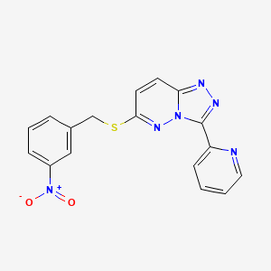 molecular formula C17H12N6O2S B2819727 6-[(3-Nitrophenyl)methylsulfanyl]-3-pyridin-2-yl-[1,2,4]triazolo[4,3-b]pyridazine CAS No. 868968-15-4