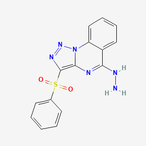 molecular formula C15H12N6O2S B2819730 5-Hydrazinyl-3-(phenylsulfonyl)[1,2,3]triazolo[1,5-a]quinazoline CAS No. 1255784-54-3
