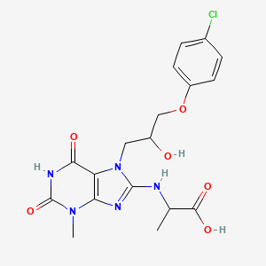 molecular formula C18H20ClN5O6 B2819737 2-[[7-[3-(4-Chlorophenoxy)-2-hydroxypropyl]-3-methyl-2,6-dioxopurin-8-yl]amino]propanoic acid CAS No. 1033432-29-9