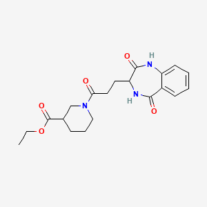 molecular formula C20H25N3O5 B2819741 ethyl 1-[3-(2,5-dioxo-2,3,4,5-tetrahydro-1H-1,4-benzodiazepin-3-yl)propanoyl]piperidine-3-carboxylate CAS No. 1190758-29-2