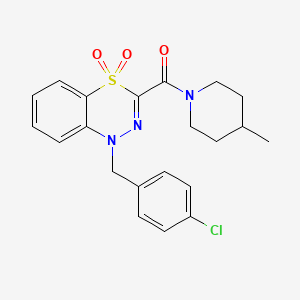 molecular formula C21H22ClN3O3S B2819750 1-(4-chlorobenzyl)-3-[(4-methylpiperidino)carbonyl]-4lambda~6~,1,2-benzothiadiazine-4,4(1H)-dione CAS No. 1251703-56-6