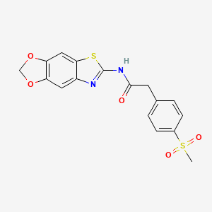 molecular formula C17H14N2O5S2 B2819768 N-([1,3]dioxolo[4,5-f][1,3]benzothiazol-6-yl)-2-(4-methylsulfonylphenyl)acetamide CAS No. 941931-06-2