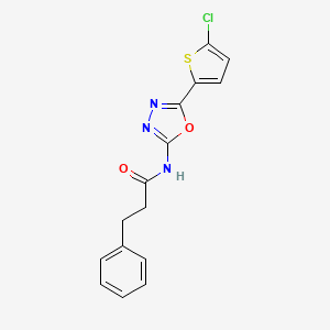 molecular formula C15H12ClN3O2S B2819773 N-[5-(5-chlorothiophen-2-yl)-1,3,4-oxadiazol-2-yl]-3-phenylpropanamide CAS No. 888410-74-0