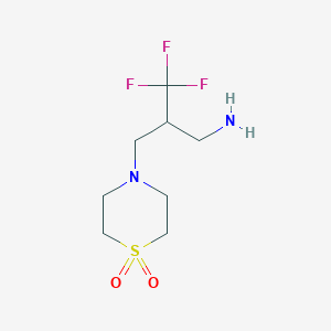 molecular formula C8H15F3N2O2S B2819780 4-[3-Amino-2-(trifluoromethyl)propyl]-1lambda6-thiomorpholine-1,1-dione CAS No. 1697949-22-6