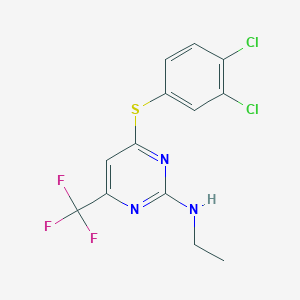 molecular formula C13H10Cl2F3N3S B2819783 4-[(3,4-二氯苯基)硫醚]-N-乙基-6-(三氟甲基)-2-嘧啶胺 CAS No. 339011-11-9