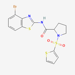 molecular formula C16H14BrN3O3S3 B2819784 N-(4-bromobenzo[d]thiazol-2-yl)-1-(thiophen-2-ylsulfonyl)pyrrolidine-2-carboxamide CAS No. 1103236-59-4