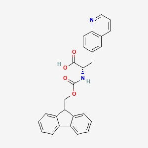 molecular formula C27H22N2O4 B2819785 (S)-2-((((9H-fluoren-9-yl)methoxy)carbonyl)amino)-3-(quinolin-6-yl)propanoic acid CAS No. 1998643-85-8