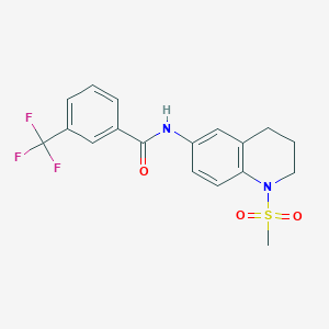 molecular formula C18H17F3N2O3S B2819786 N-(1-methanesulfonyl-1,2,3,4-tetrahydroquinolin-6-yl)-3-(trifluoromethyl)benzamide CAS No. 899983-60-9