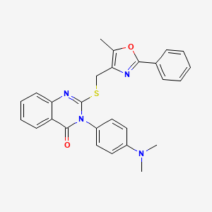 molecular formula C27H24N4O2S B2819792 3-[4-(dimethylamino)phenyl]-2-{[(5-methyl-2-phenyl-1,3-oxazol-4-yl)methyl]sulfanyl}-3,4-dihydroquinazolin-4-one CAS No. 1114656-87-9