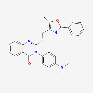 molecular formula C27H24N4O2S B2819792 3-(4-(dimethylamino)phenyl)-2-(((5-methyl-2-phenyloxazol-4-yl)methyl)thio)quinazolin-4(3H)-one CAS No. 1114656-87-9