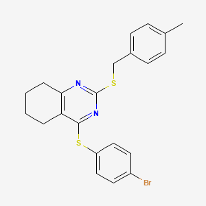 molecular formula C22H21BrN2S2 B2819793 4-(4-溴苯基)硫代-2-[(4-甲基苯基)甲基硫代]-5,6,7,8-四氢喹唑啉 CAS No. 343374-08-3