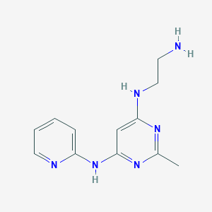 molecular formula C12H16N6 B2819794 N4-(2-氨基乙基)-2-甲基-N6-(吡啶-2-基)嘧啶-4,6-二胺 CAS No. 1904122-12-8