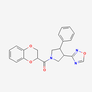 molecular formula C21H19N3O4 B2819797 3-[1-(2,3-dihydro-1,4-benzodioxine-2-carbonyl)-4-phenylpyrrolidin-3-yl]-1,2,4-oxadiazole CAS No. 2034350-41-7