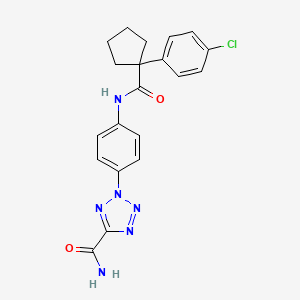 molecular formula C20H19ClN6O2 B2819801 2-(4-(1-(4-chlorophenyl)cyclopentanecarboxamido)phenyl)-2H-tetrazole-5-carboxamide CAS No. 1396635-69-0