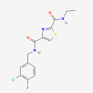 molecular formula C14H13ClFN3O2S B2819804 N4-[(3-CHLORO-4-FLUOROPHENYL)METHYL]-N2-ETHYL-1,3-THIAZOLE-2,4-DICARBOXAMIDE CAS No. 1251593-51-7