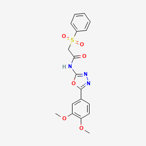 molecular formula C18H17N3O6S B2819813 2-(benzenesulfonyl)-N-[5-(3,4-dimethoxyphenyl)-1,3,4-oxadiazol-2-yl]acetamide CAS No. 941959-69-9