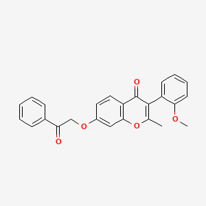 molecular formula C25H20O5 B2819815 3-(2-甲氧基苯基)-2-甲基-7-(2-氧代-2-苯基乙氧基)-4H-香豆素-4-酮 CAS No. 610763-27-4