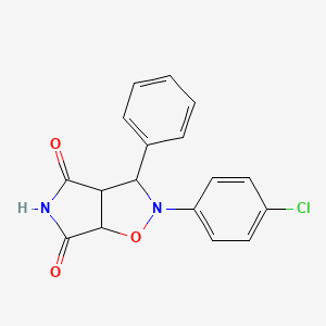 molecular formula C17H13ClN2O3 B2819817 2-(4-chlorophenyl)-3-phenyldihydro-2H-pyrrolo[3,4-d]isoxazole-4,6(5H,6aH)-dione 