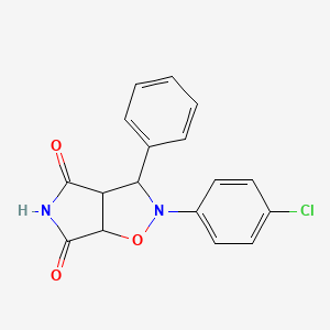 molecular formula C17H13ClN2O3 B2819817 2-(4-chlorophenyl)-3-phenyldihydro-2H-pyrrolo[3,4-d]isoxazole-4,6(5H,6aH)-dione CAS No. 1005117-43-0
