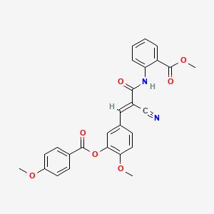 molecular formula C27H22N2O7 B2819827 methyl 2-{2-cyano-3-[4-methoxy-3-(4-methoxybenzoyloxy)phenyl]prop-2-enamido}benzoate CAS No. 380475-29-6