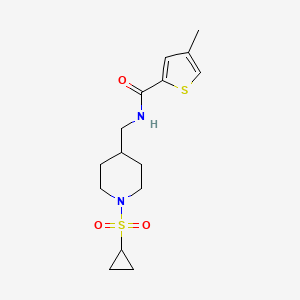 molecular formula C15H22N2O3S2 B2819832 N-((1-(cyclopropylsulfonyl)piperidin-4-yl)methyl)-4-methylthiophene-2-carboxamide CAS No. 1235373-79-1